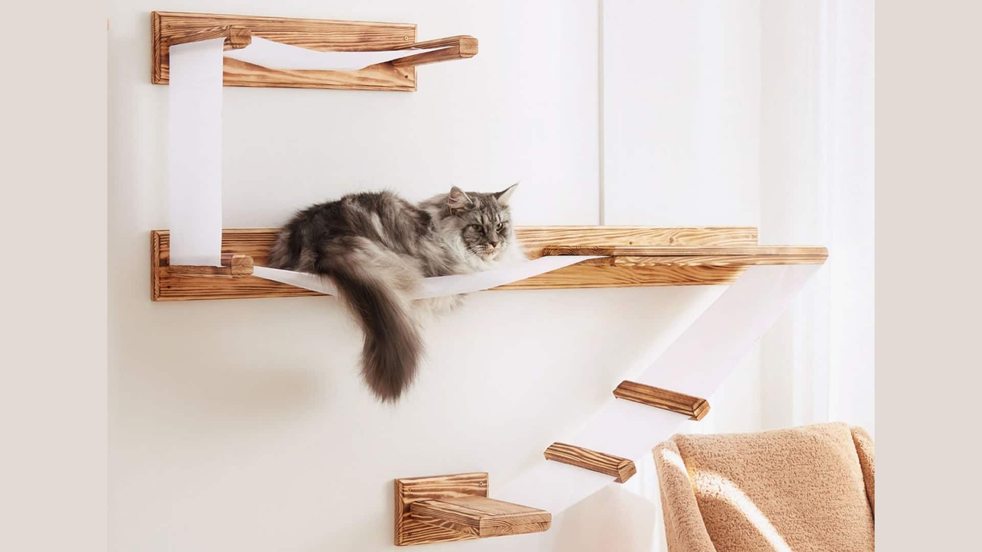 Etsy - Large Wall Mounted Cat Shelf Play Platform With Bed - Solid Wood Cat Sleeper Shelf