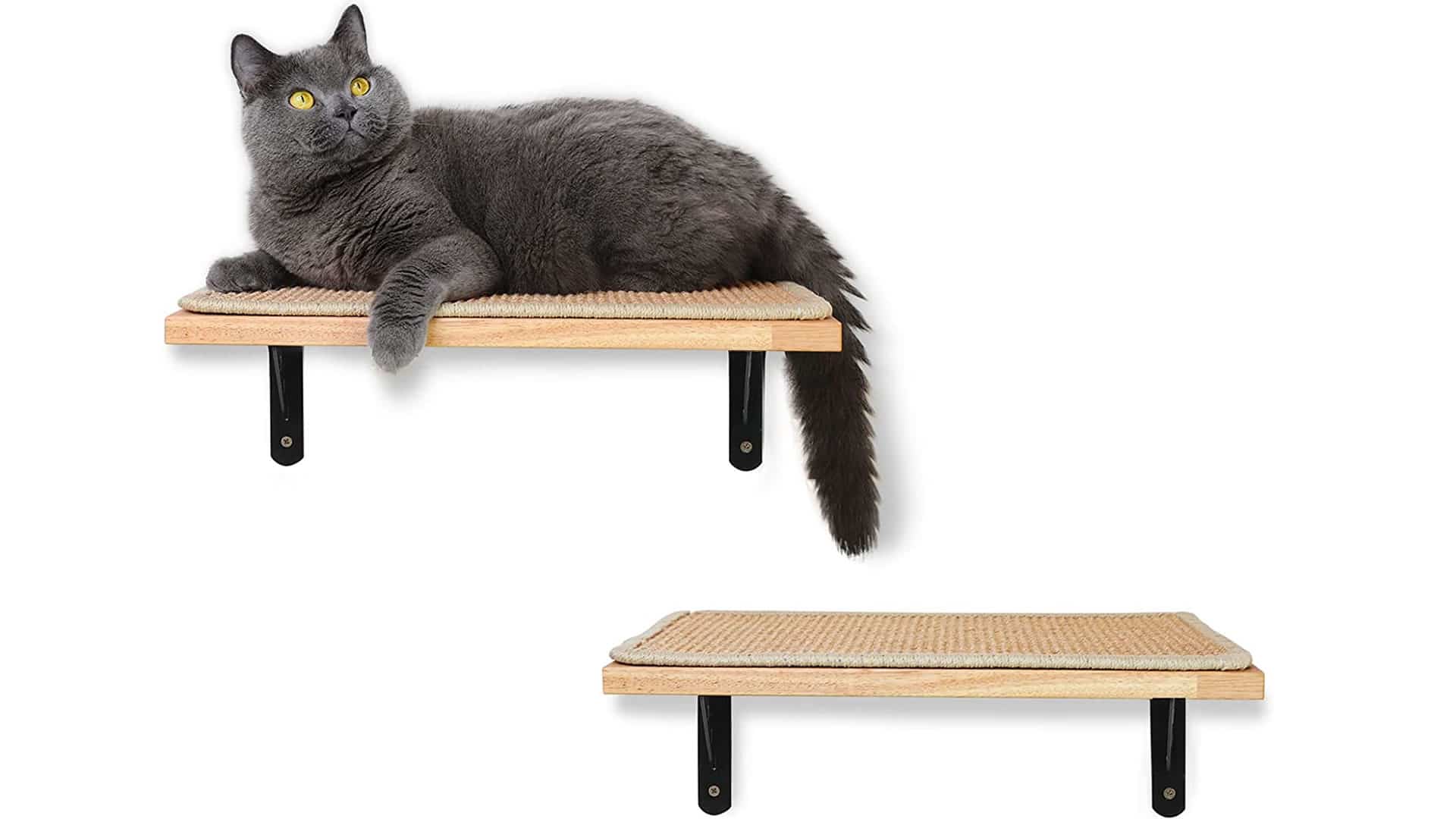 FUKUMARU Floating Wall Shelf with Cat Scratching Mat