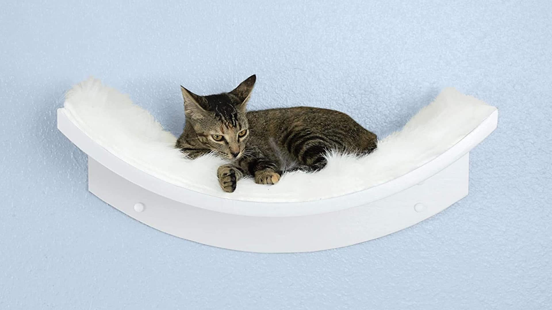 THE REFINED FELINE Lotus Leaf Cat Shelf, Modern Sturdy Curved Design Cat Wall Perch